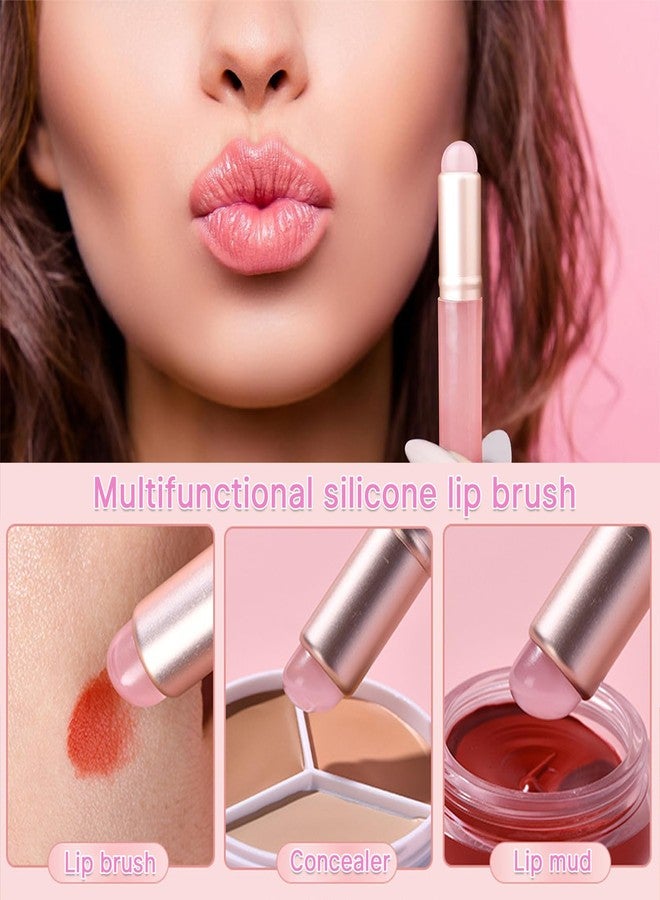 Qivorimith Lip Brush for Lipstick,2 PCS Silicone Lip Brushes,Lip Makeup Applicator Beauty Tool with Lid(Pink) - Image 4